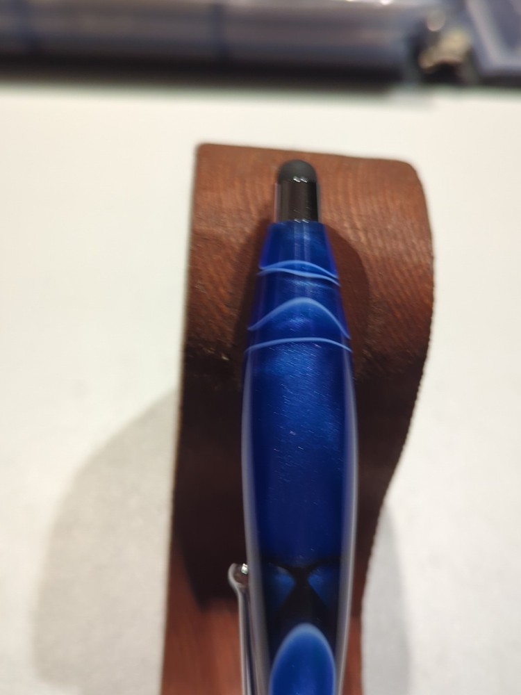 Handmade Acrylic Stylus Blue With Chrome Trim