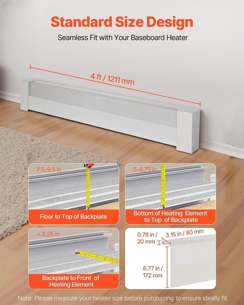 Baseboard Heater Covers Basic Series 4 ft Standard Electric Heating Unit F
