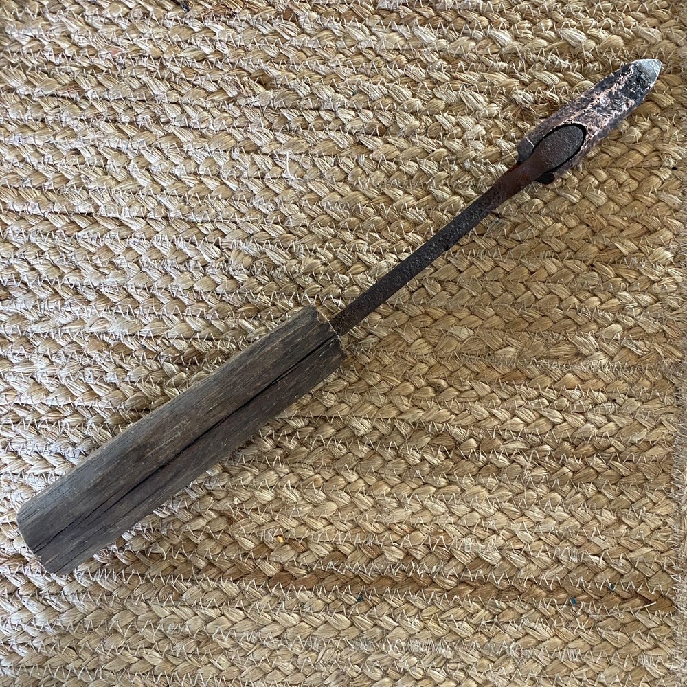 Vintage Copper Head Soldering Iron Wood Handle Primitive Tool Blacksmith