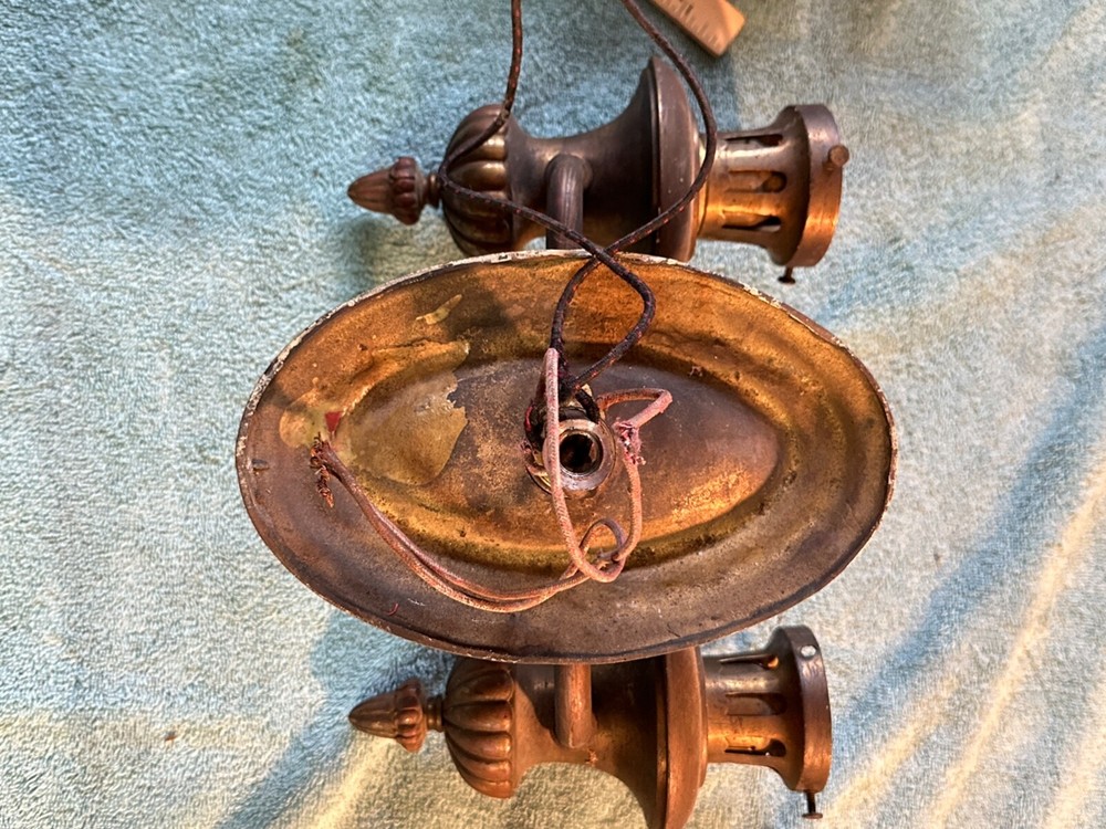 Solid Brass Wired Dual Light Fixture Wall Mount Sconces Victorian Style Vintage