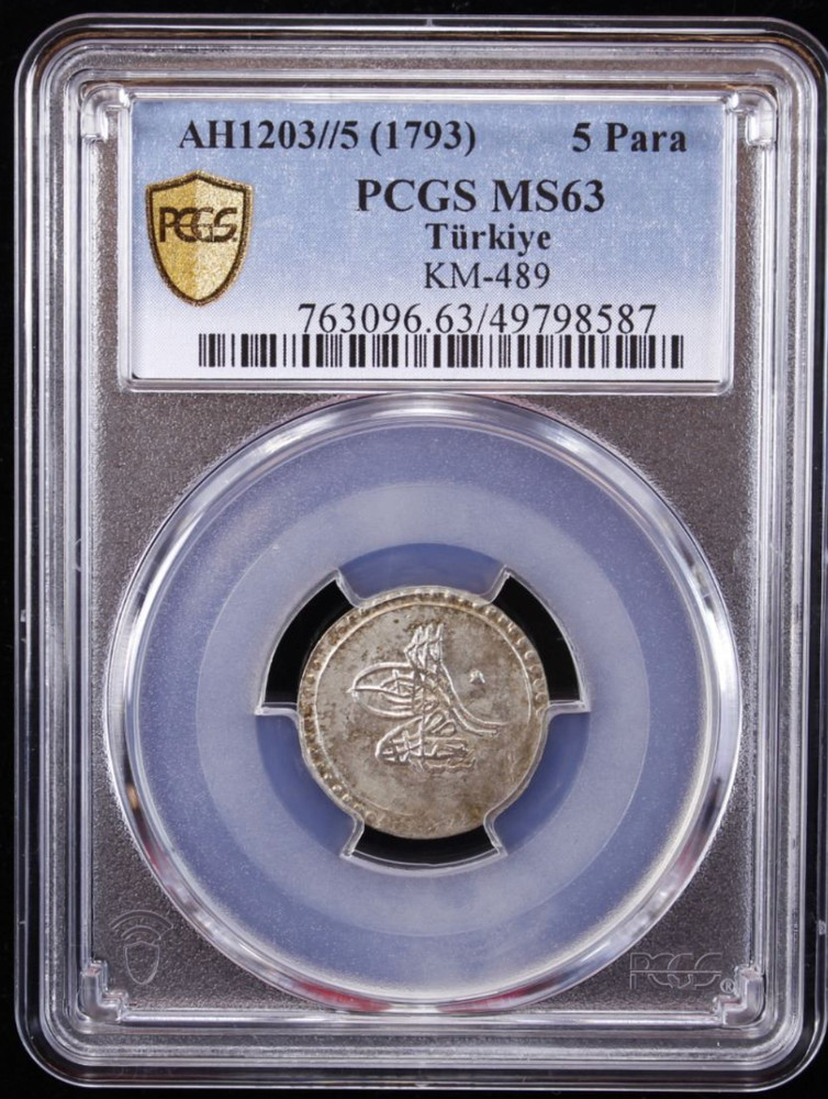1203 /5 (1793) TURKEY Silver 5 Para PCGS MS63 UNC