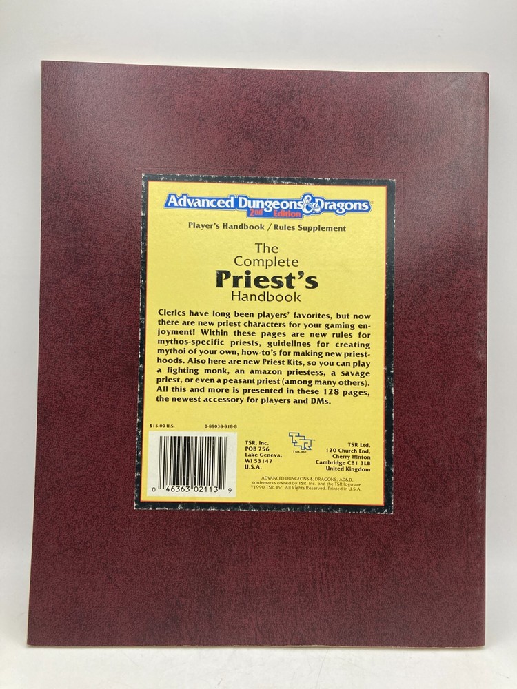 Advanced Dungeons & Dragons 2nd Ed. Complete Priest's Handbook TSR 1990 #2113
