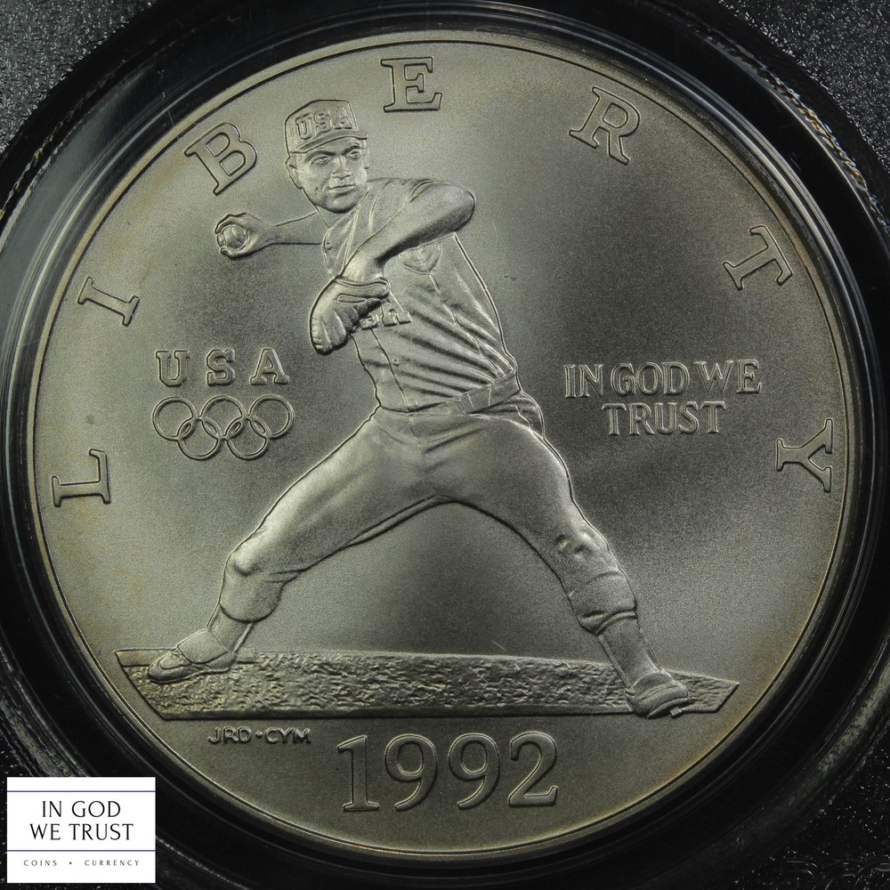 1992 D Olympics Baseball Commemorative Silver Dollar $1 PCGS MS 69