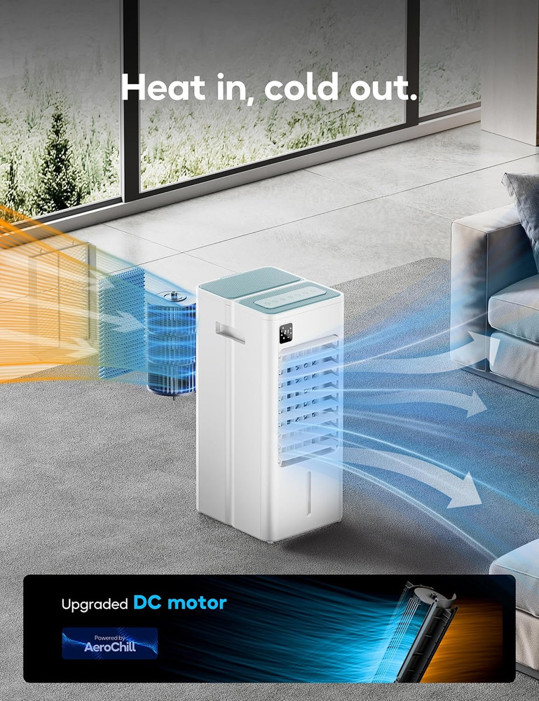 Portable Windowless Air Conditioner - 3 Speeds, Remote, 12H Timer, Oscillating