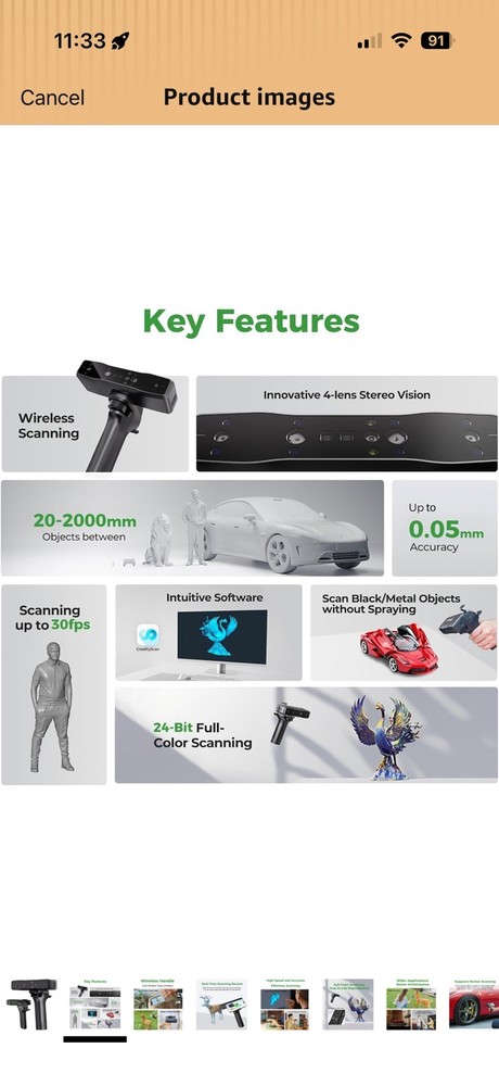 Creality Otter Lite Handheld 3D Scanner Structured Color Scanning FAST Shipping