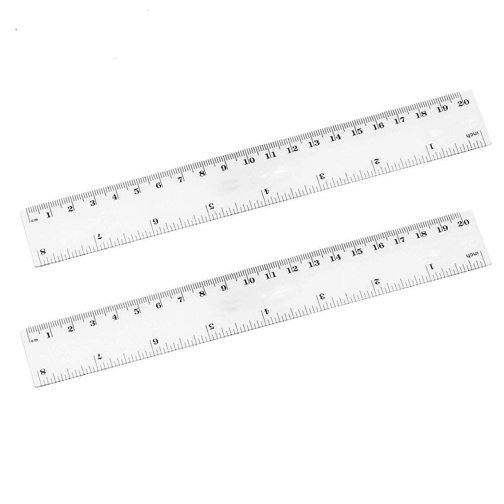 8 inches Plastic Ruler Straight Ruler Plastic Measuring Tool Strong Hard Math...