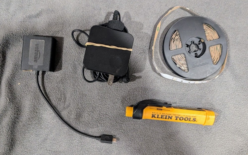 Misc Electronics Lot: Lenovo, Amazon, LED Strip, Klein Tester - UNTESTED