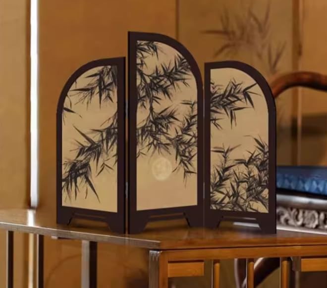 Table Screen,3 Panel Divider Desk Screen,Small Chinese Traditional Decoration...