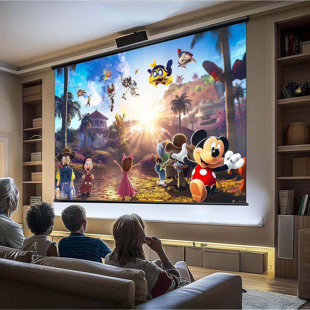 100" Motorized Projector Screen, Electric 4:3 Projector Screen w/ Remote Control