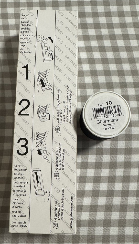 Gutermann Thread - Polyester - Black 010 - Multiple Sizes - 250yd, 500yd, 1000yd