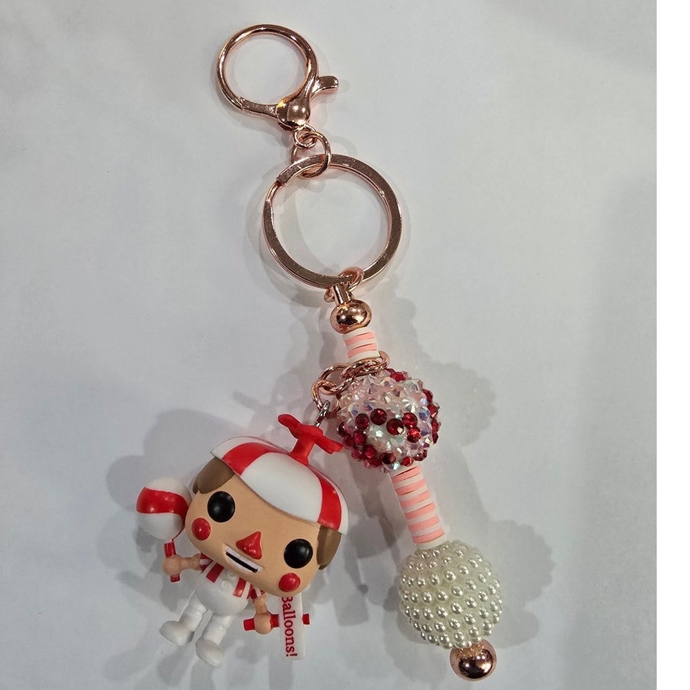 Handmade Beaded Keychain With Reworked Mini Figure | Unique Bag Charm