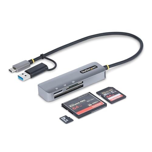 USB 3.0 Multi-Media Card Reader for SD/microSD/CompactFlash, USB-C & USB-A Adapt