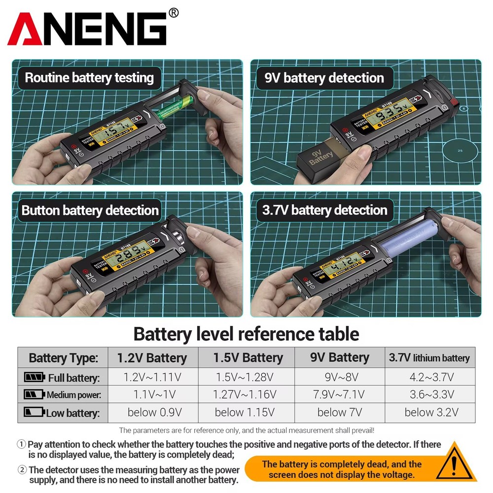 Home Battery Tester Battery Checkers With Digital Display for AA AAA C D Button
