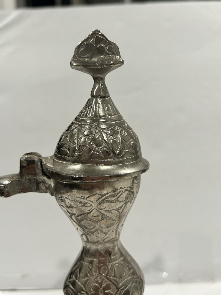 Middle Eastern Islamic Turkish Ottoman Tinned Copper Ewer Interrogate Carving