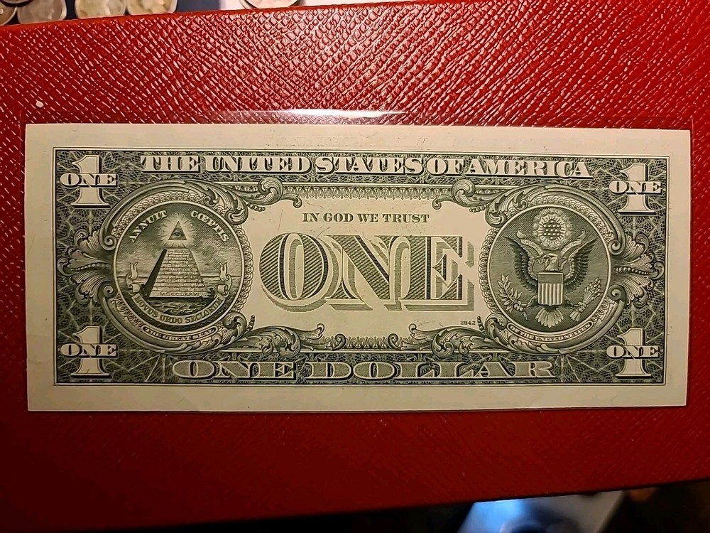 1977 $1 Dollar Bill Offset Printing Error Back To Front High Grade Condition