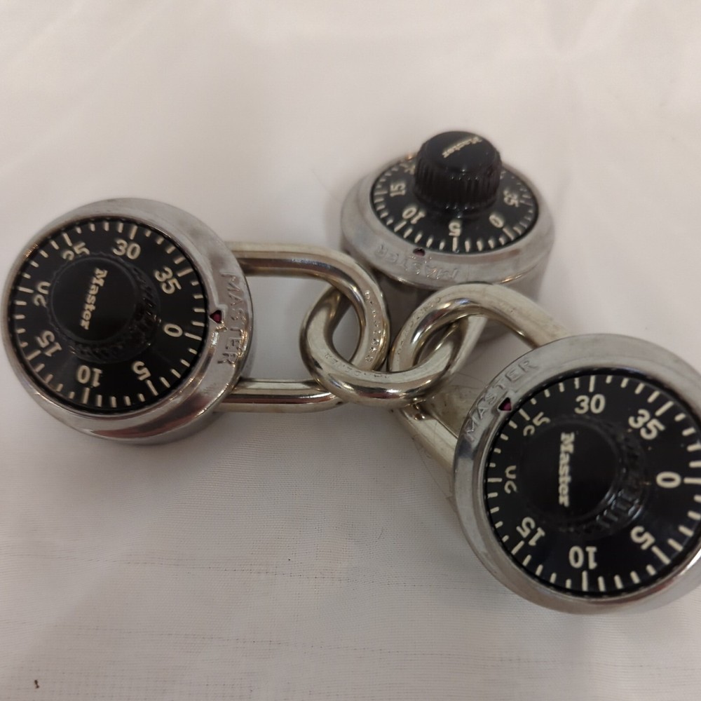 Three Master Black Dial Combination Locks Round