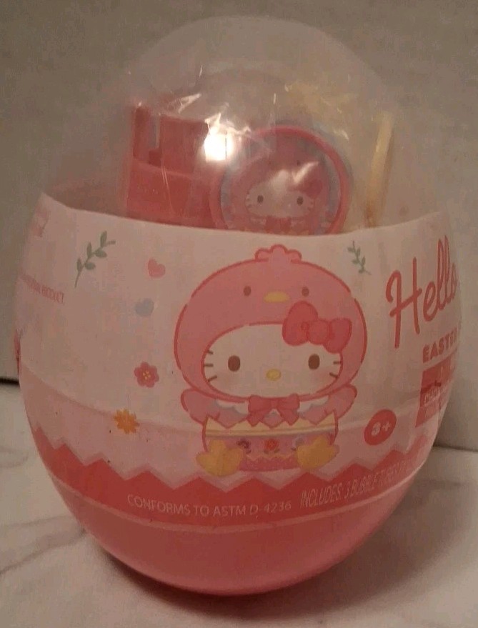 Hello Kitty Easter Egg Fun Set Bubbles Chalk Mini Disc New Unopened