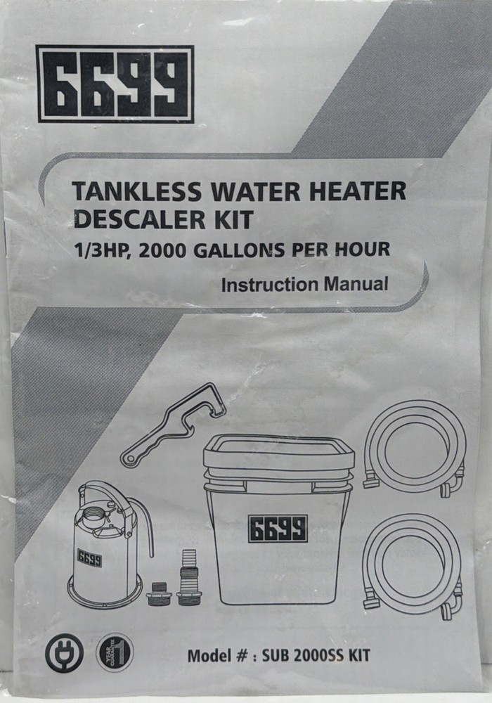 6699 Tankless Water Heater Flush Kit Includes 1/3HP Stainless Steel Sump Pump...