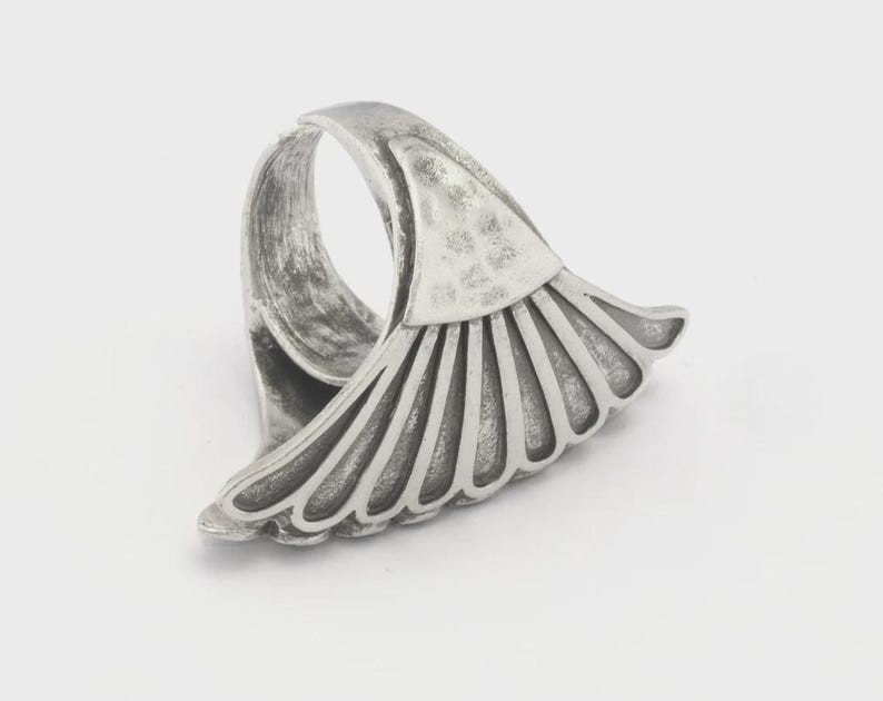 Wings Hammered Ring Adjustable Raw Brass-Antique silver-Shiny silver,gold 4819