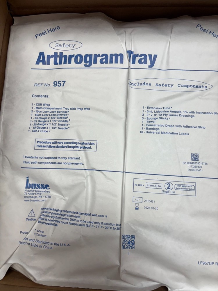 ARTHROGRAM TRAY 957 1 BX/10 Expired:03/30/2026
