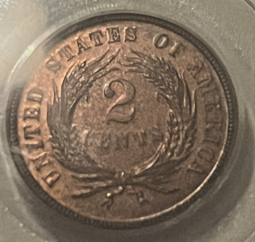 1872 Two Cent PCGS PR62 Red Brown, Scarce date