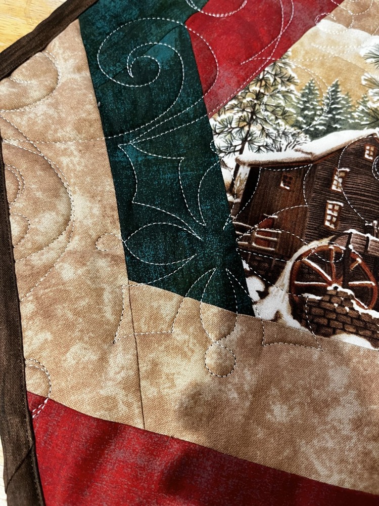 January Winter Watermill Quilted Table Topper