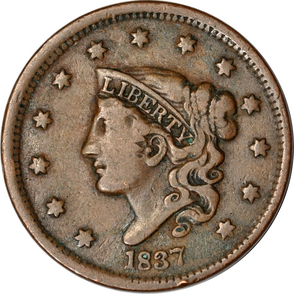 1837 1C Coronet Head Large Cent Fine K19236