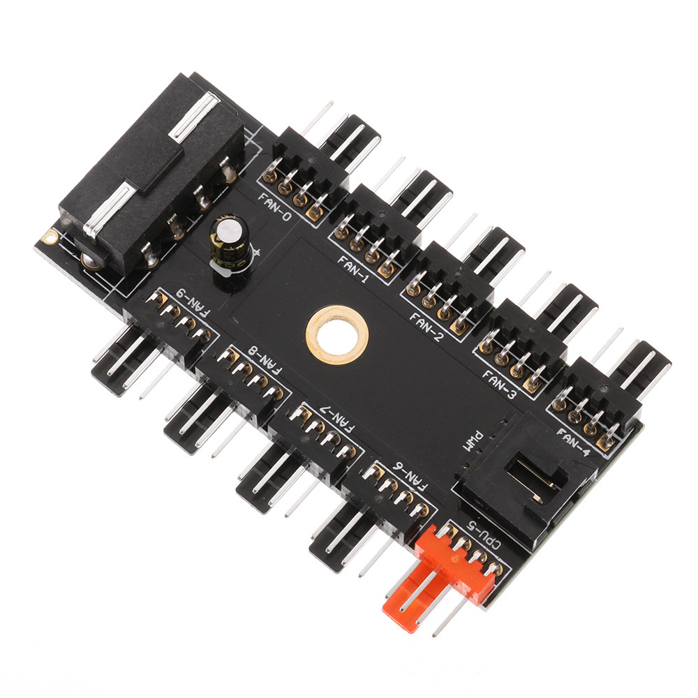 10 Way PCI Cooler Cooling Fan Speed Controller Hub 4/3pin Power Socket Splitter