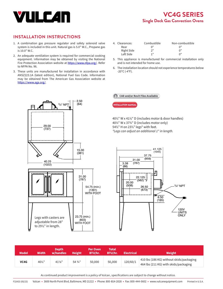 VULCAN CONVICTION OVEN