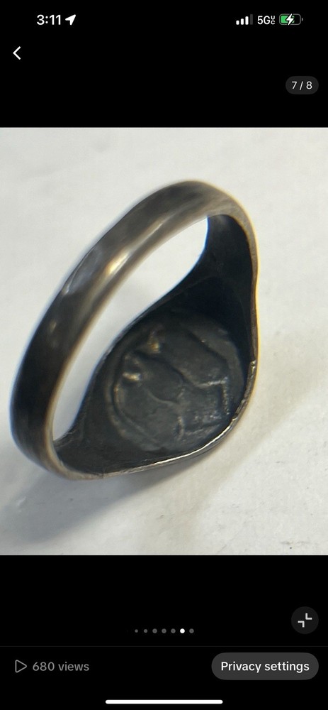 WW2 Army Ring 800 Silver Original