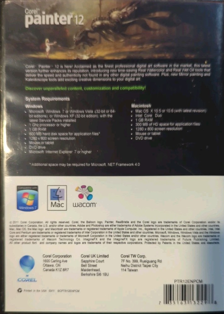 Corel Painter 12 DVD +Insert VG+ free shpg & insurance