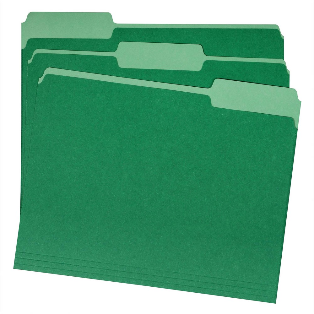 Amazon Basics File Folders, Letter Size, 1/3 Cut Tab, 36 pack, Bright Green