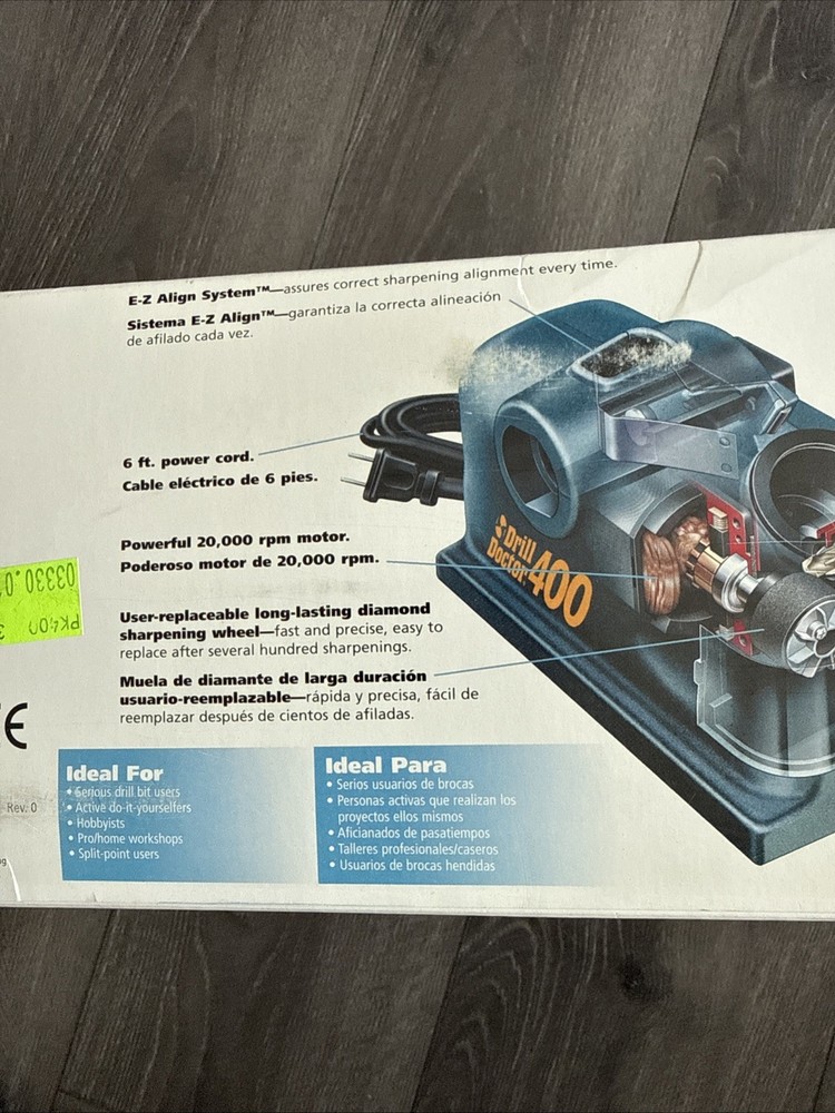 Drill Doctor 400 Drill Bit Sharpener Blue Plastic with Case