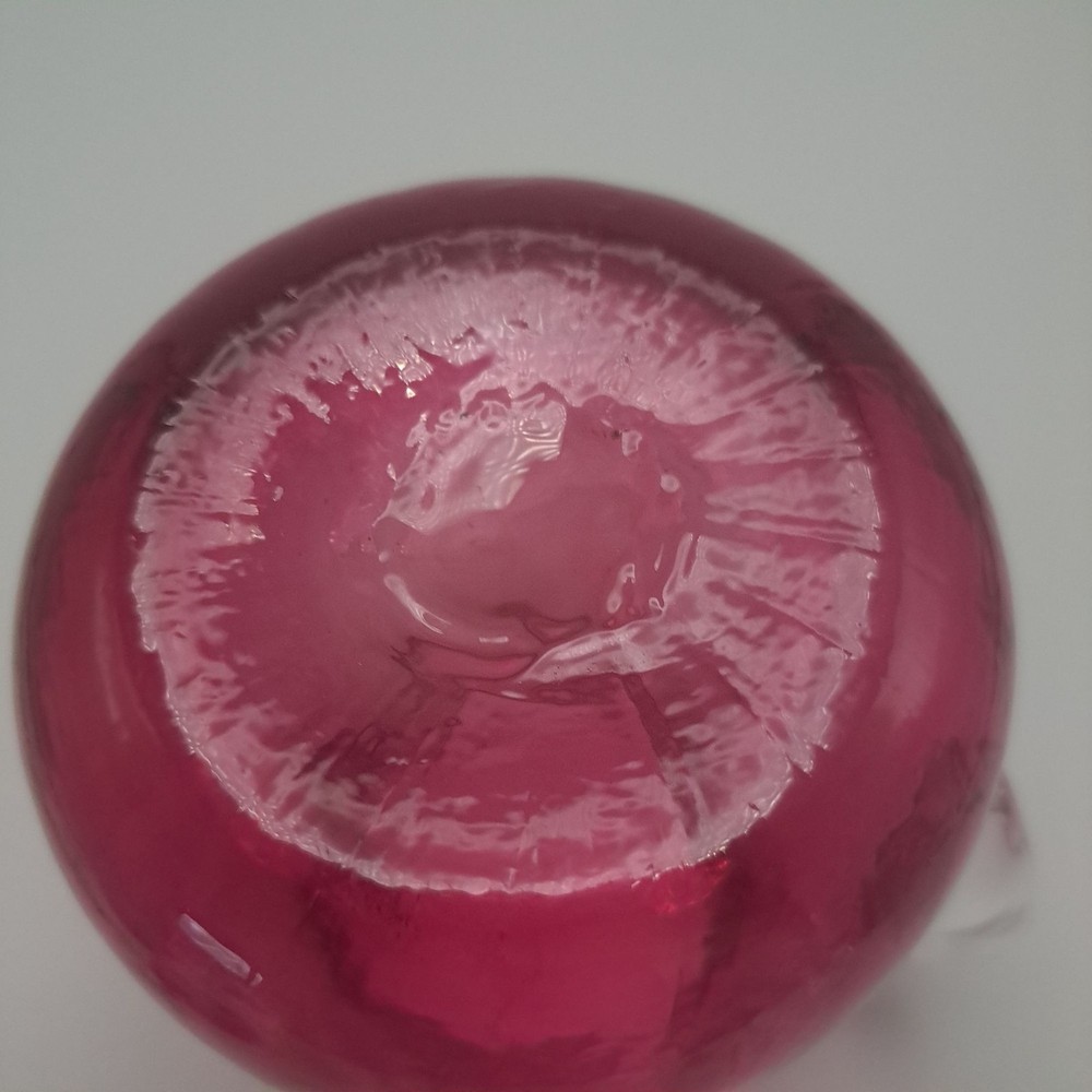 Hand Blown Pilgrim Cranberry Glass Pitcher Applied Clear Handle