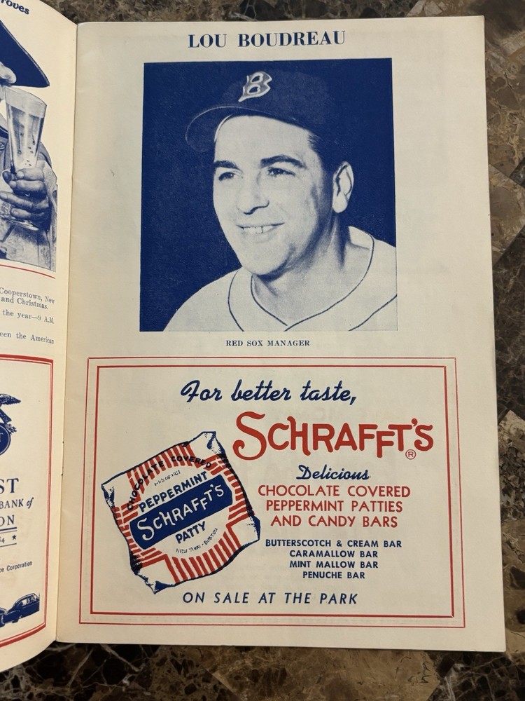 1953 Boston Red Sox Baseball Program vs Senators Unscored