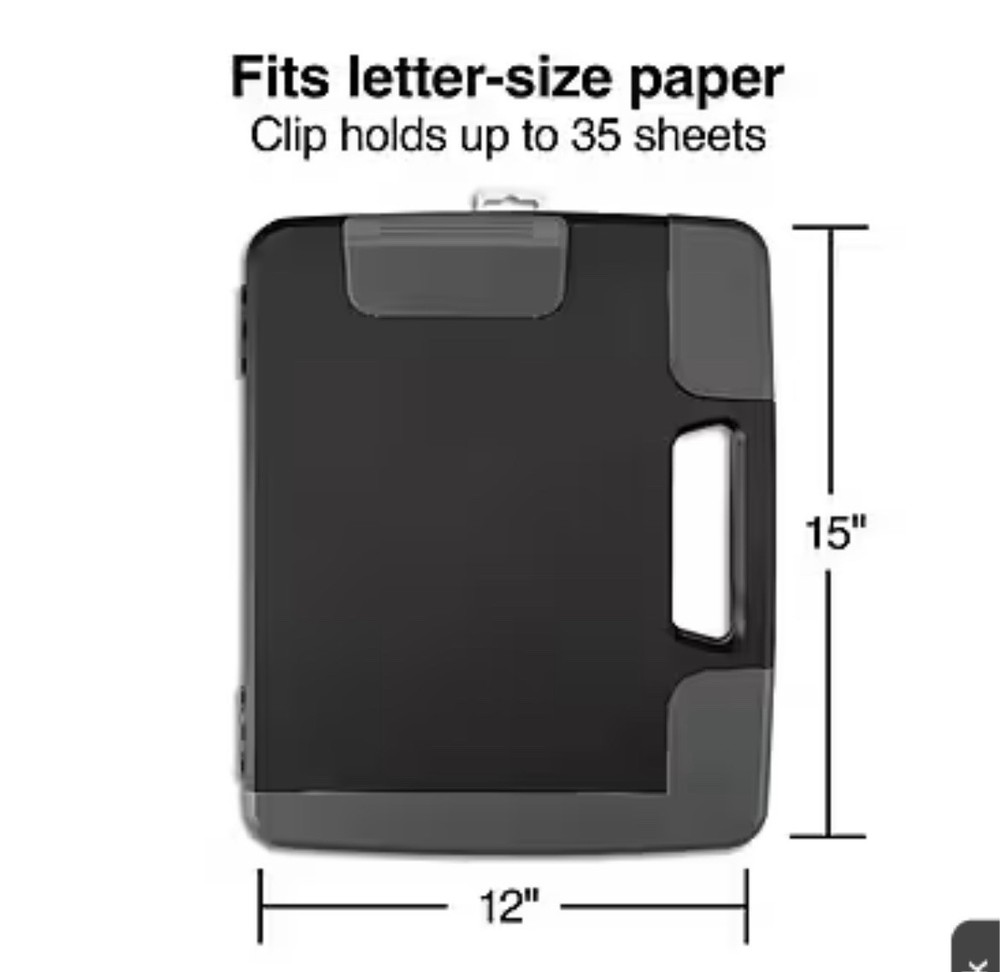 Staples Portable Clipboard, Black And Grey, Safe, Secure Document Storage