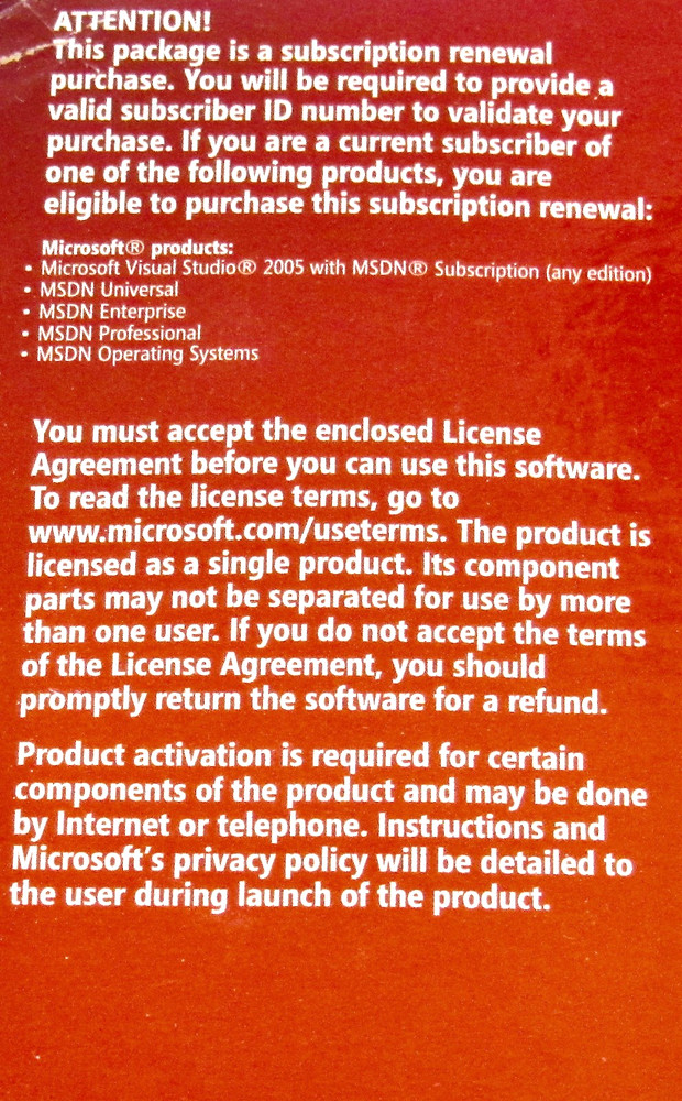 Microsoft Visual Studio 2005 Professional Edition MSDN - Sub Renewal + POSTERS