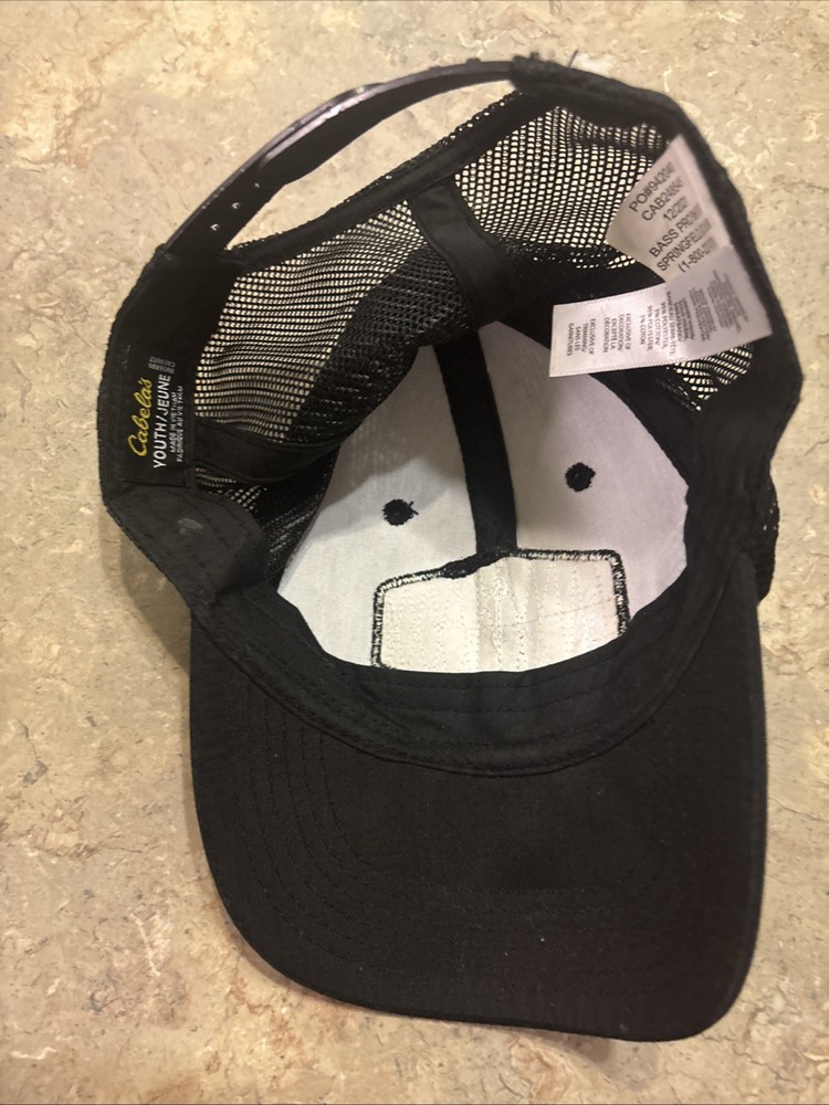 CABELA'S Hat Cap Black Snap Back Black Adjustable Baseball White Logo