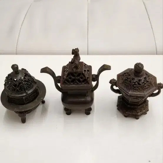 Set of 3 Small Brass Incense Burners