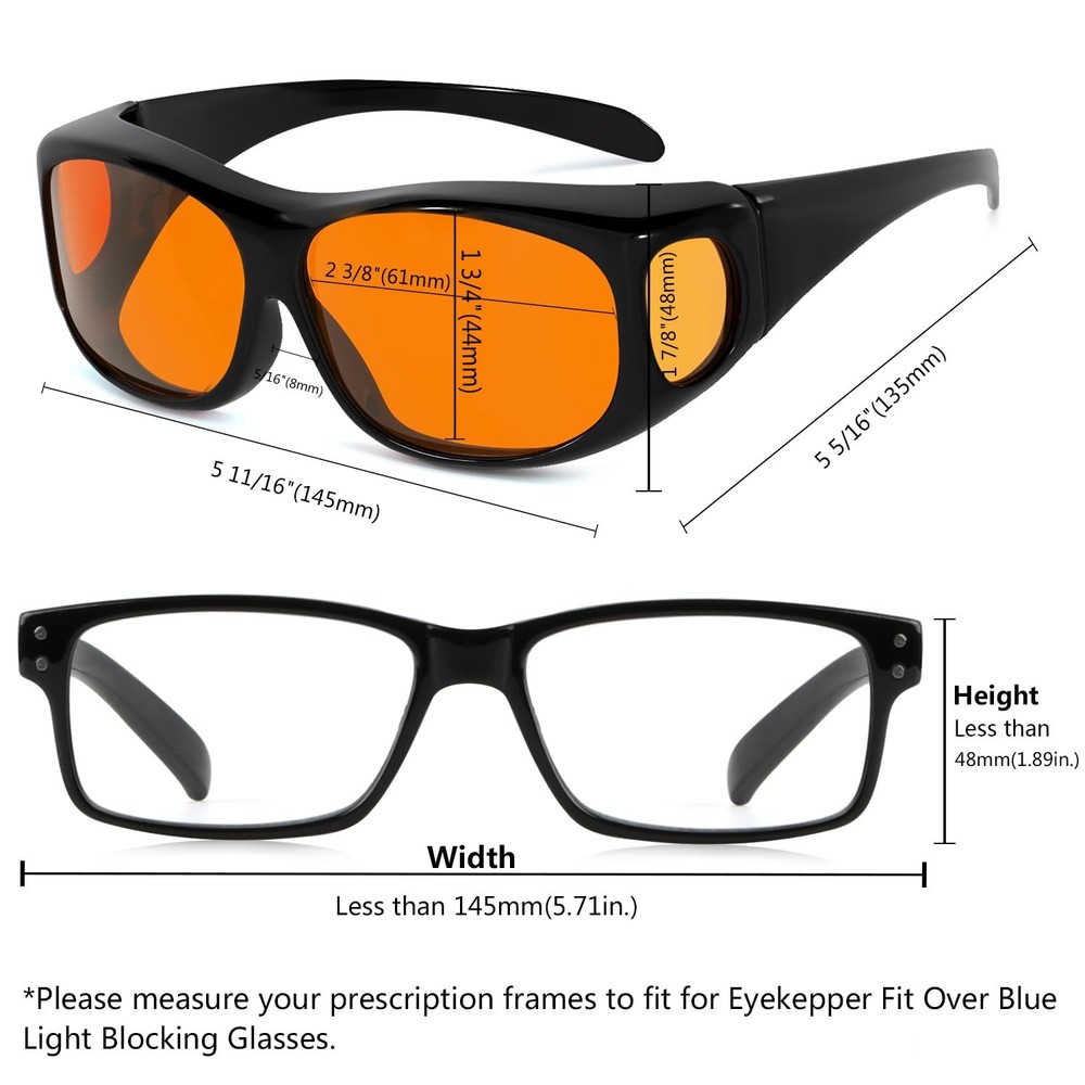 Eyekepper 100% Blue Light Reduction,Huge Fitover Anti-Blue Blocking Computer ...