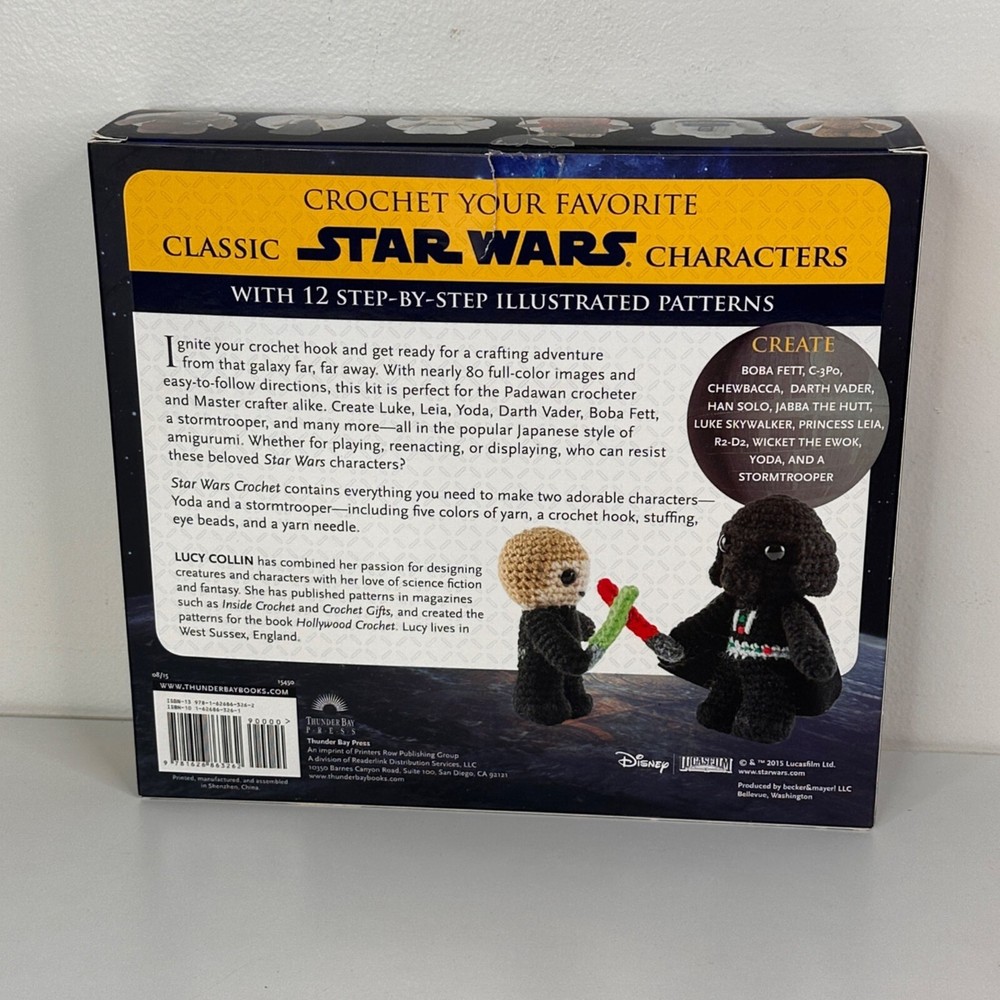 Star Wars Crochet Kit 12 Step-By-Step Illustrated Patterns, Yoda & Stormtrooper