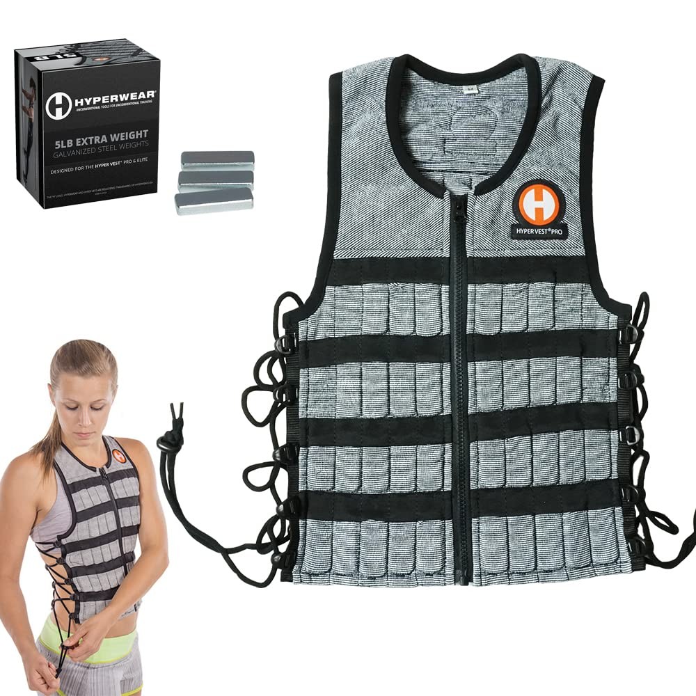 Hyperwear Hyper Vest PRO Weighted – Medium – 10 lbs, Blk/Silver