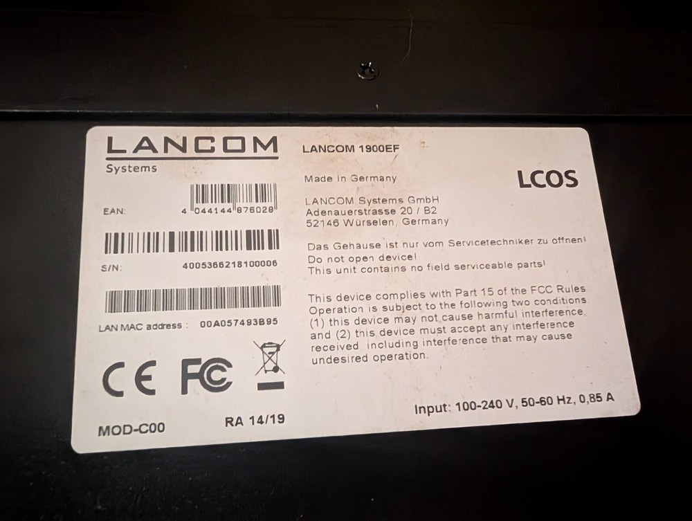 LANCOM 1900EF Multi-WAN SD-WAN gateway for medium-sized infrastructures, Used