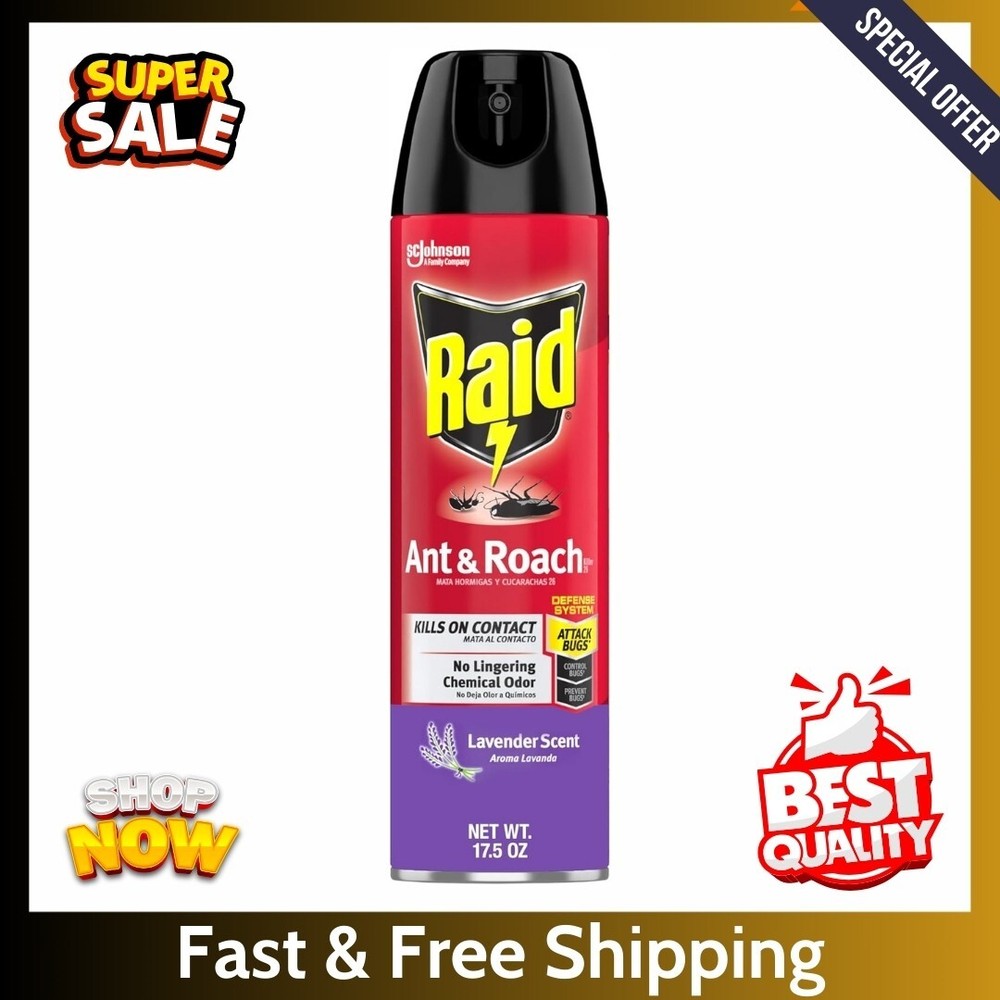 Raid Ant & Roach Killer Spray for Listed Bugs, Keeps Killing for Weeks, Lavender
