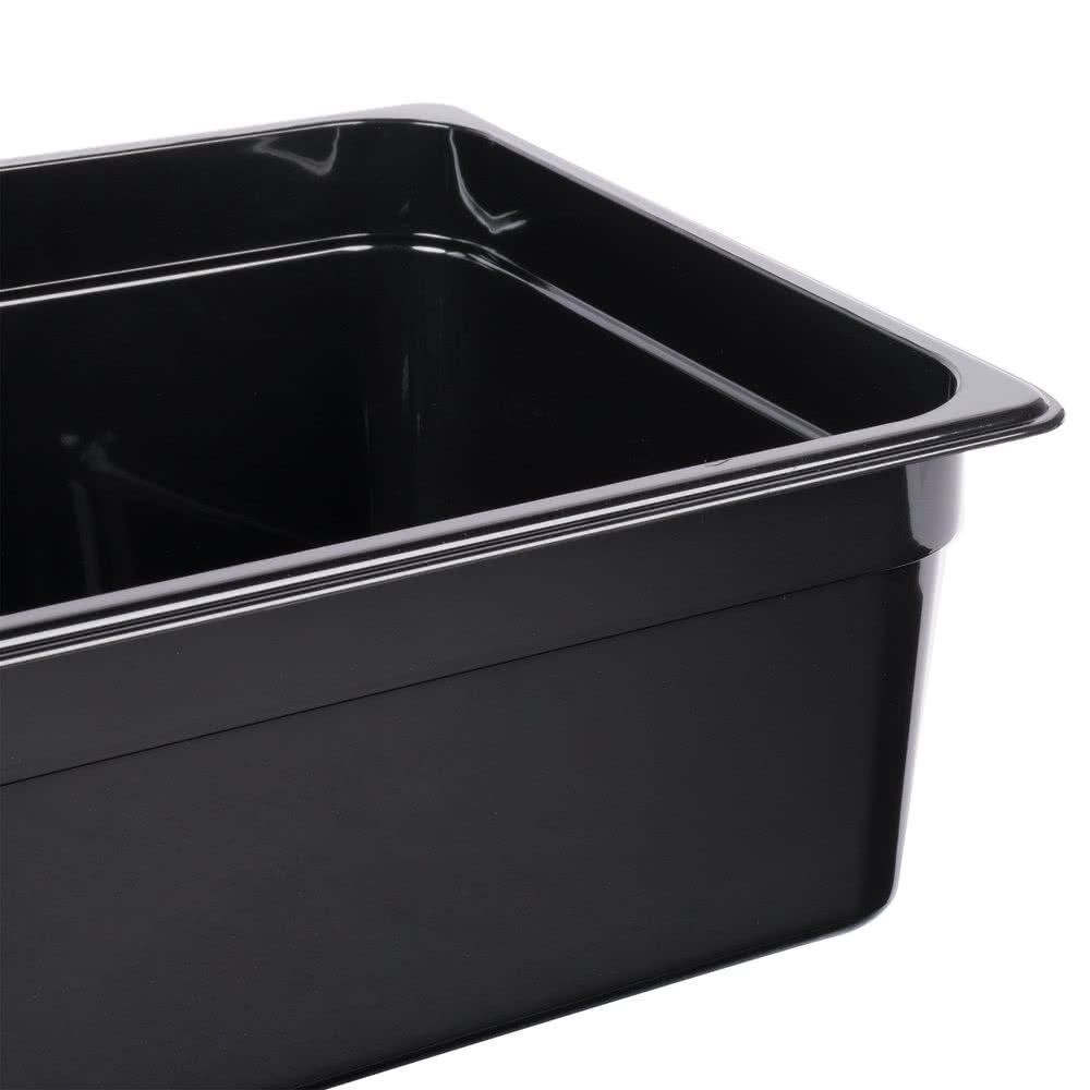 Full Size 6" Deep Black Plastic Polycarbonate Prep Table Hotel Buffet Food Pan