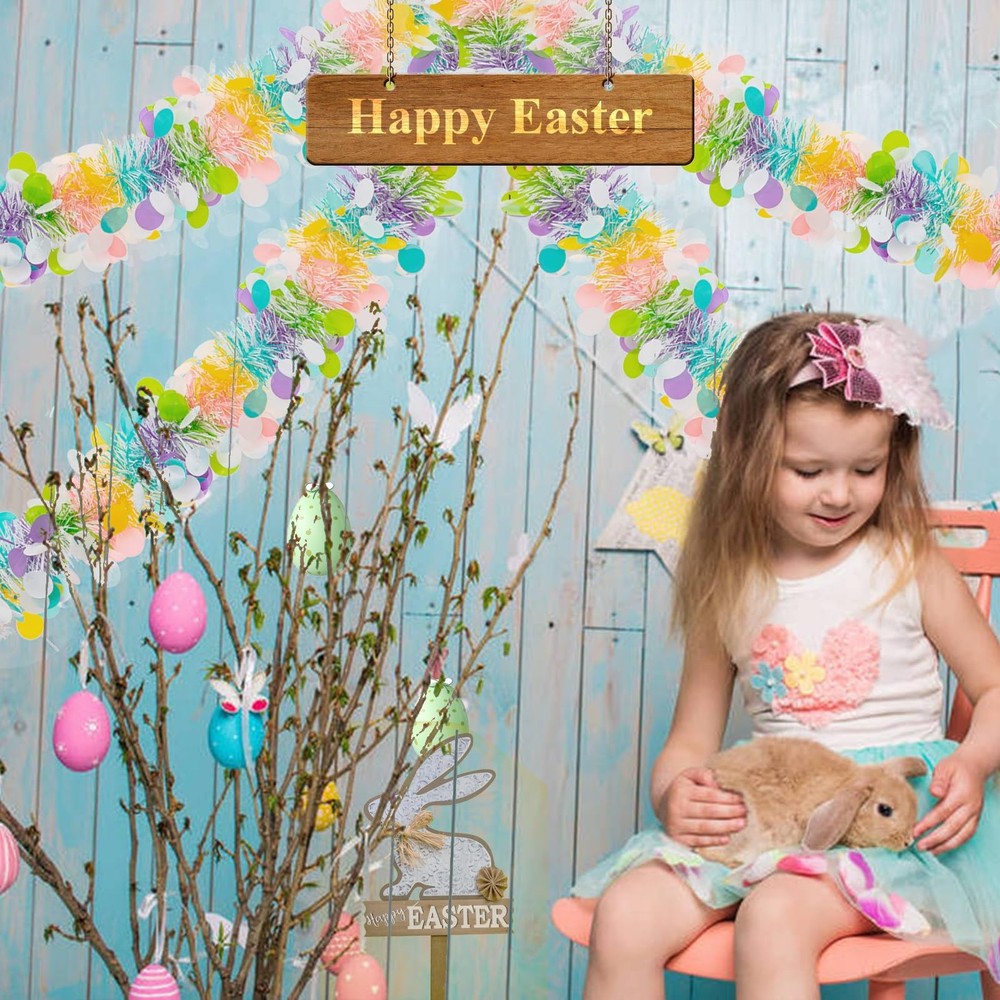 Gloreyan 33FT Easter Tinsel Garland Easter-33FT(Style C), Multicolored