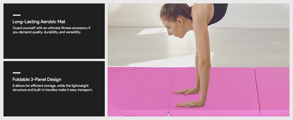 Feet 3-Panel Folding Gymnastics Mat – 2-Inch Thi Pad with