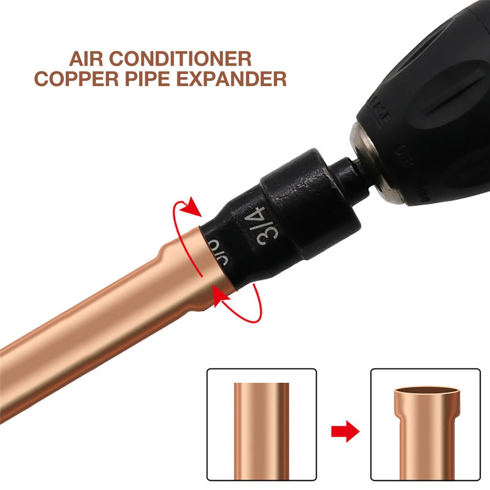 2PCS Swaging Tool HVAC AC Air Conditioner Copper Pipe Expander Drill Bit Flaring