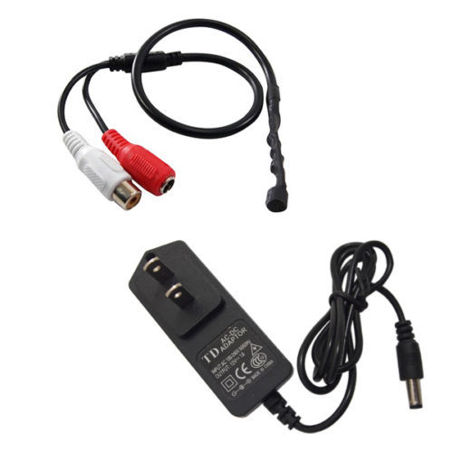CCTV Microphone Mic for Security Camera Microphone with 1 Ampere Adapter