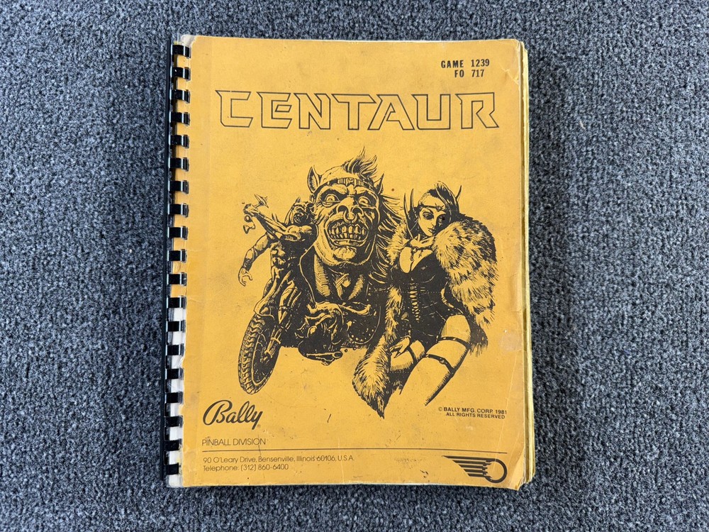 Bally Centaur Pinball Machine Game Manual Schematics ORIGINAL
